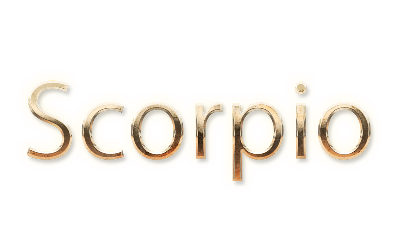 zodiac sign word SCORPIO gold text typography PNG images free